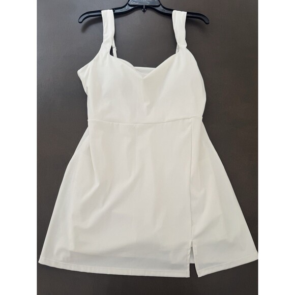 Women Golf Dress Square Neck Workout Tennis Dress Sleeveless Side Slit white L - Picture 12 of 16